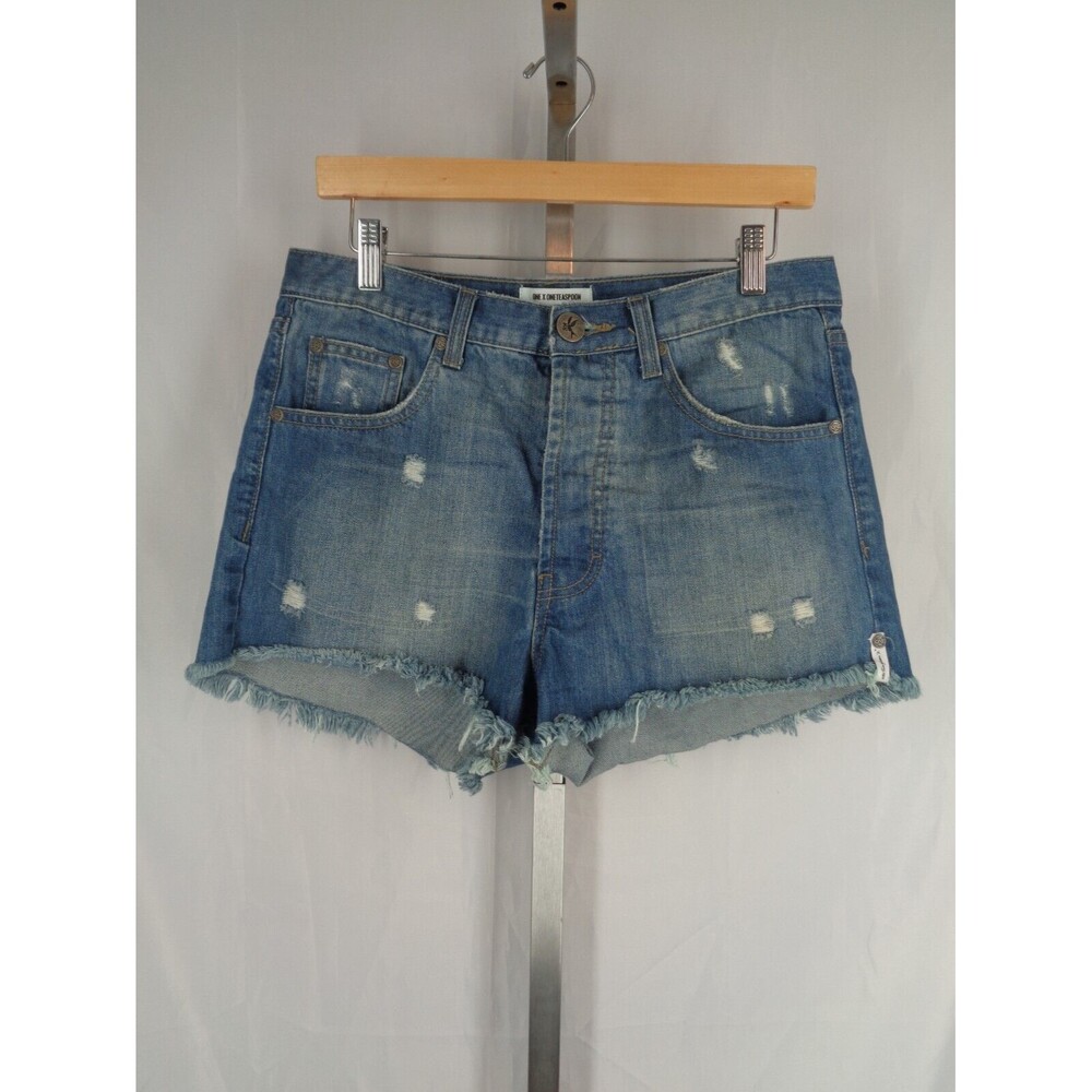 One X One Teaspoon Outlaws Jean Shorts Sz 27 Distressed Frayed Button Fly